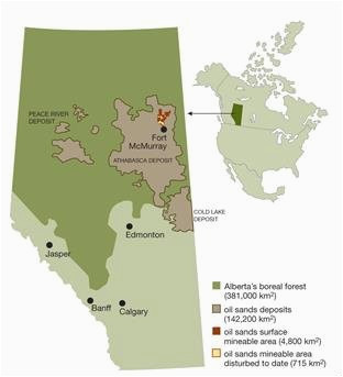 distribution of oil sands deposits in alberta and location