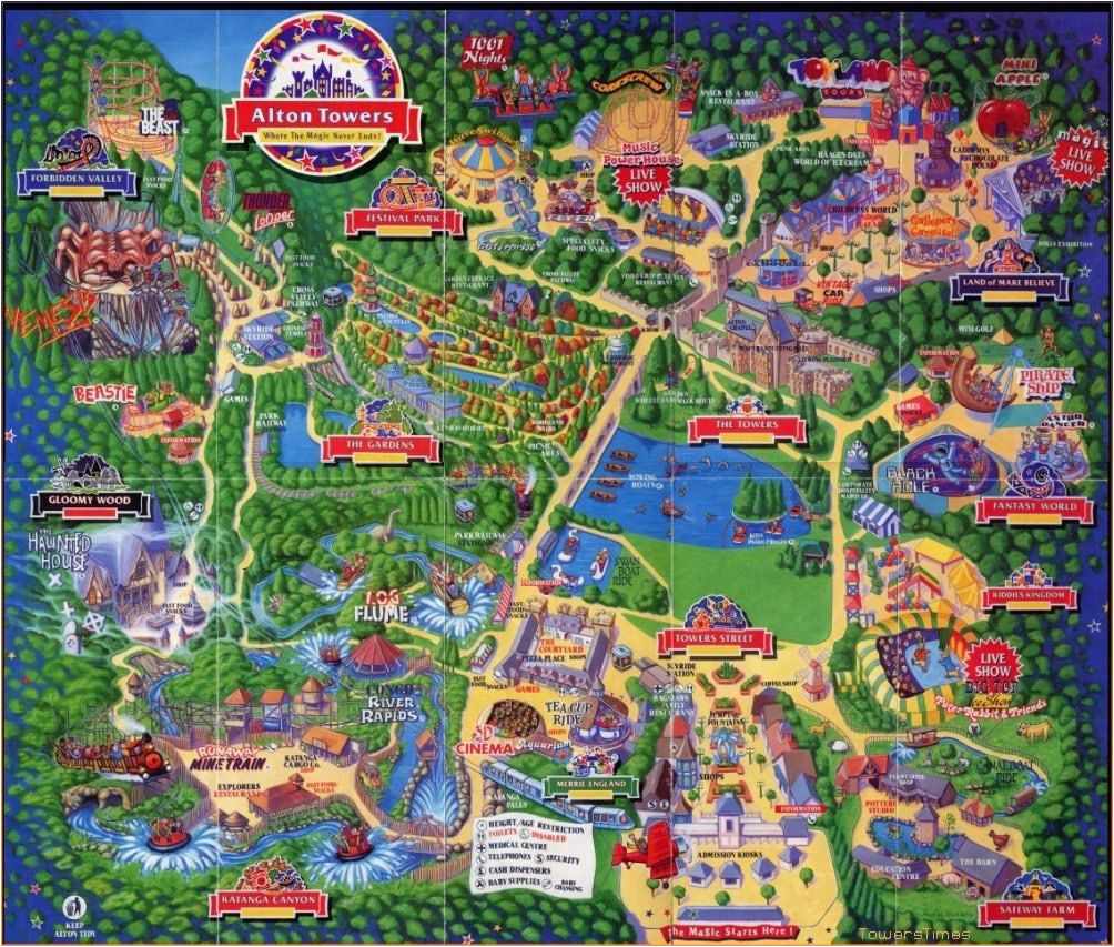 alton towers map staffordshire england for 1994 theme