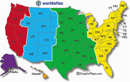 current dates and times in u s states map