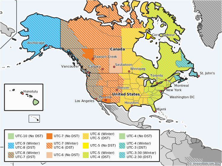 Time Zone Map Of Usa and Canada