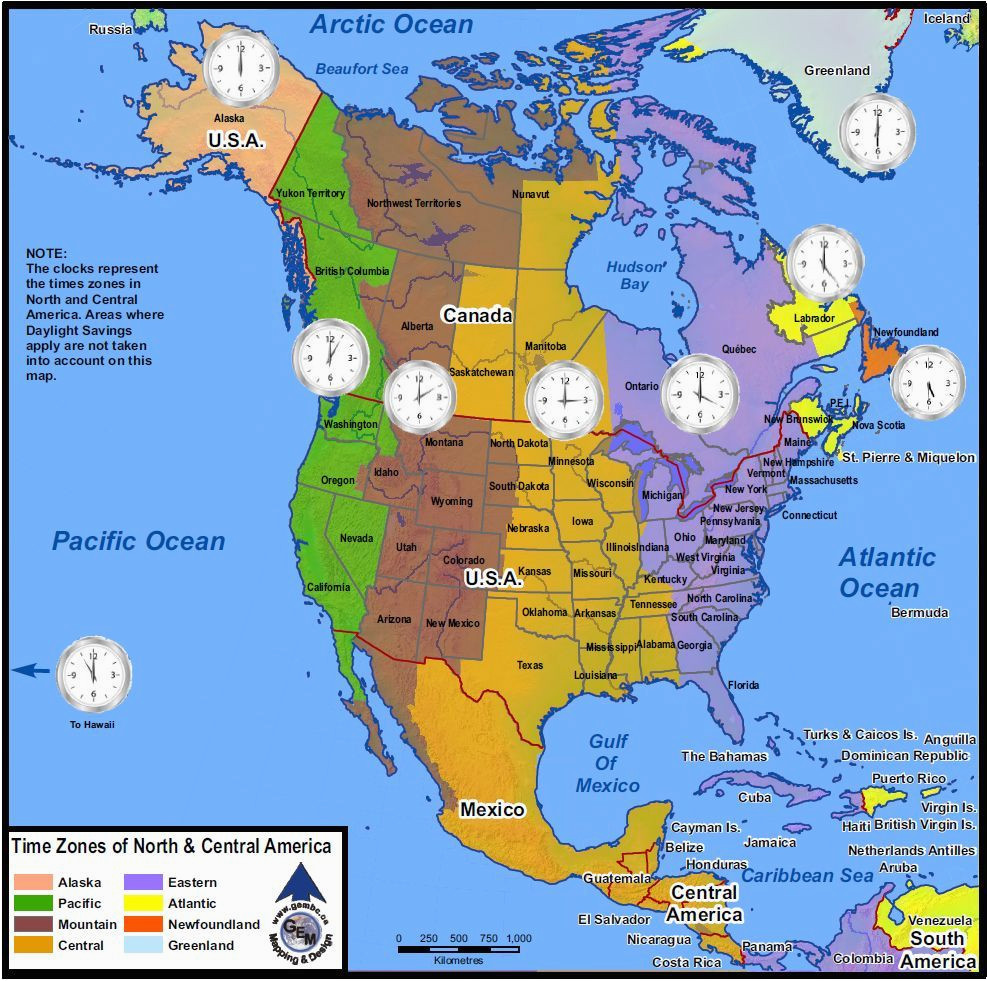 map time zones