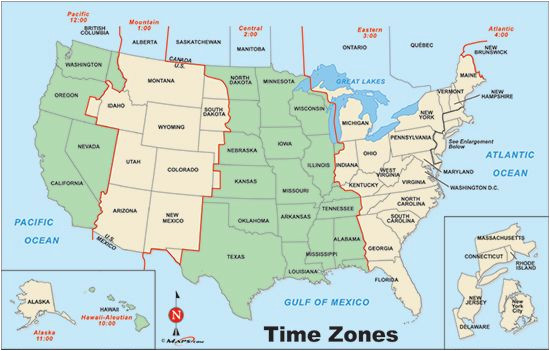 Time Zones Map Usa And Canada Secretmuseum