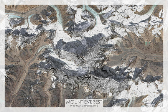 mount everest topographic map mt everest topo map mt everest