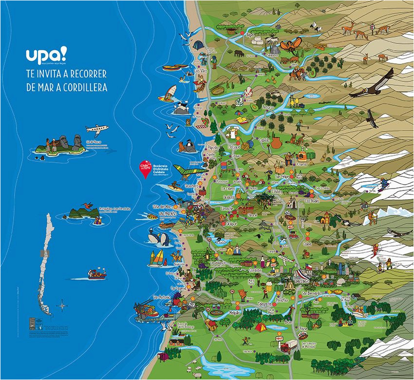 from pacific to andes illustrated tourist map on behance chile