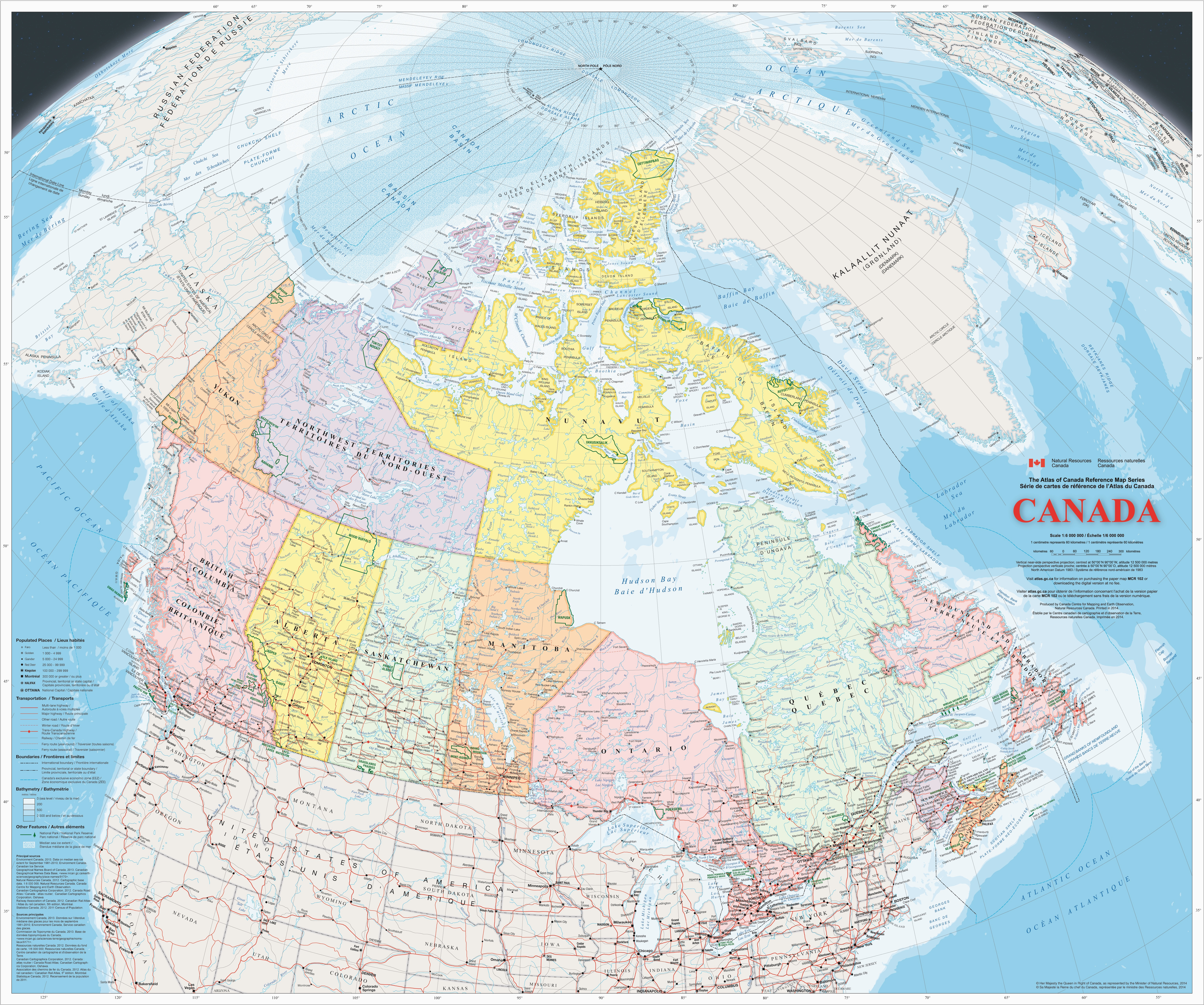 large detailed map of canada with cities and towns