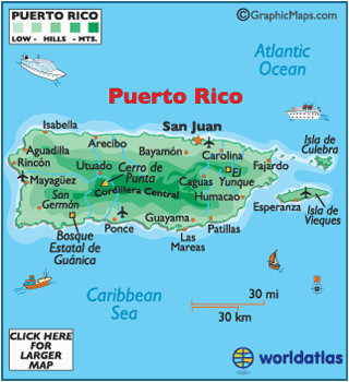 puerto rico map geography of puerto rico map of puerto