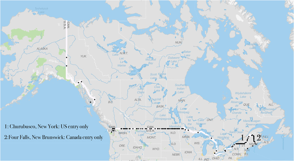 map of canada us border ontario