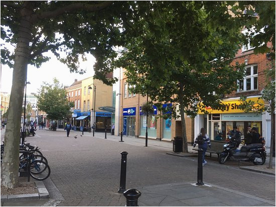 the pedestrianised part of the high street and boots