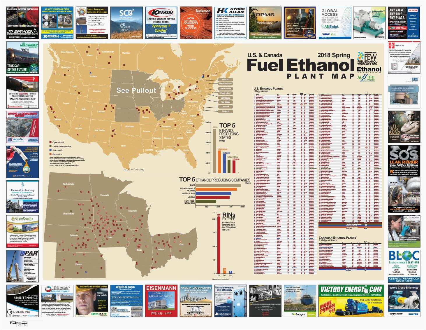 map of vernon texas spring 2018 u s and canada fuel ethanol plant