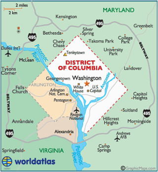 washington dc map geography of washington dc map of washington dc