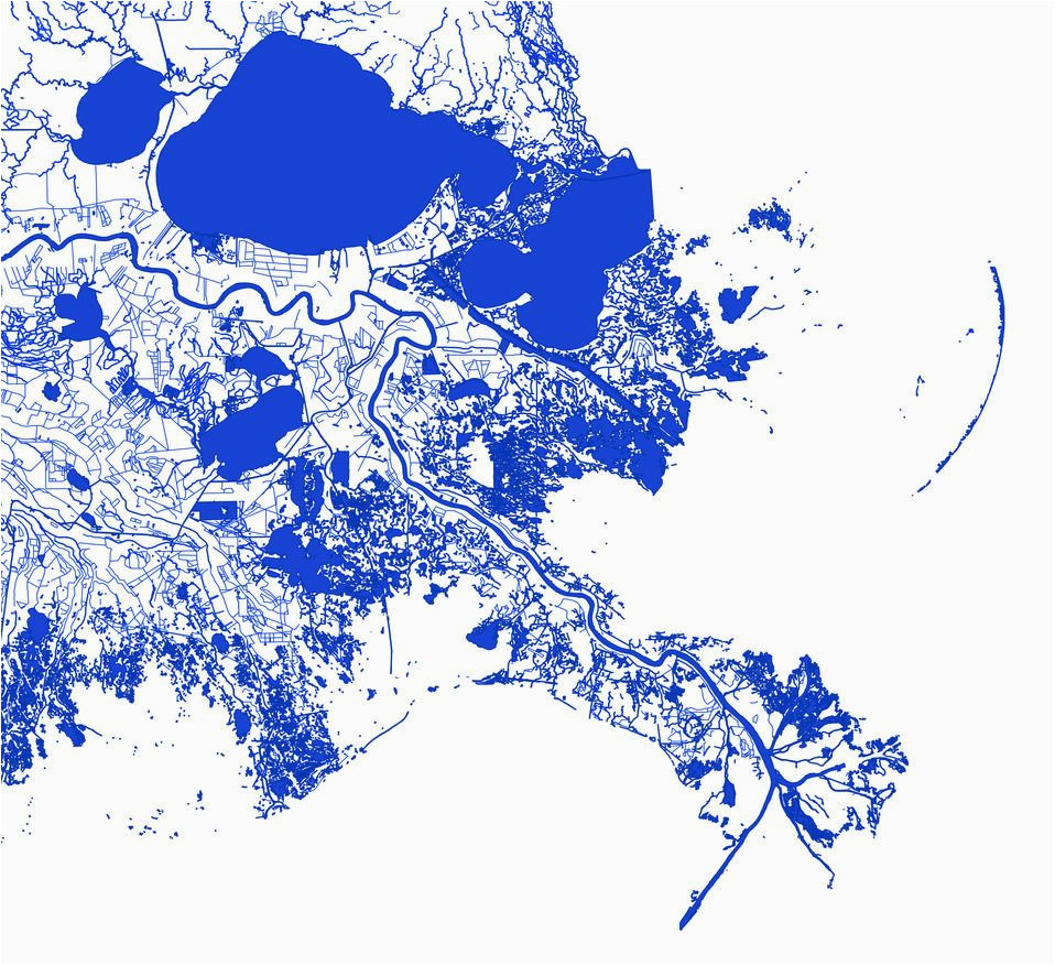 a zoom in of our beautiful waterways of louisiana map earthart