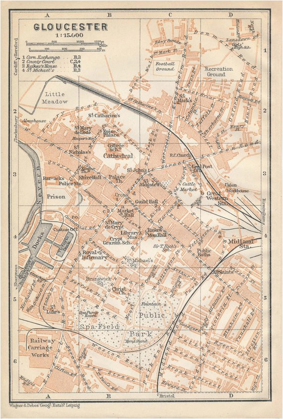 1910 gloucester united kingdom great britain antique map