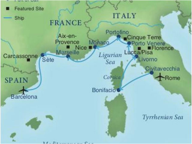 map of spain france and italy cruising the rivieras of italy france