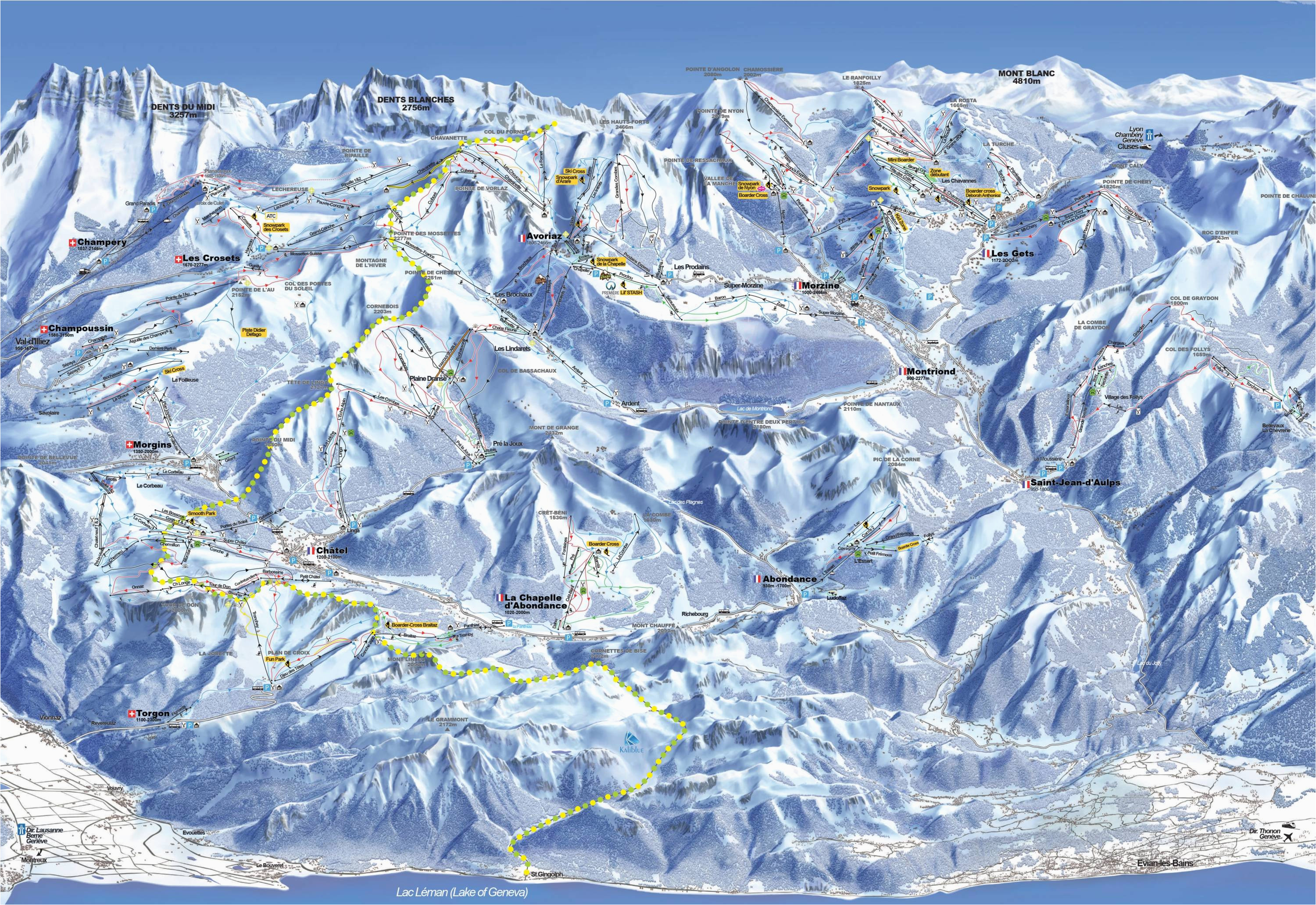 pistenplan les portes du soleil morzine avoriaz les gets cha tel