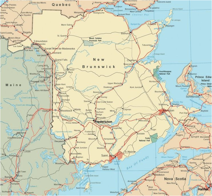map of new brunswick with cities and towns maps