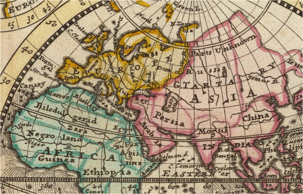 od world map 1700 24 x 20 60 x 50cm explorers of 18th century