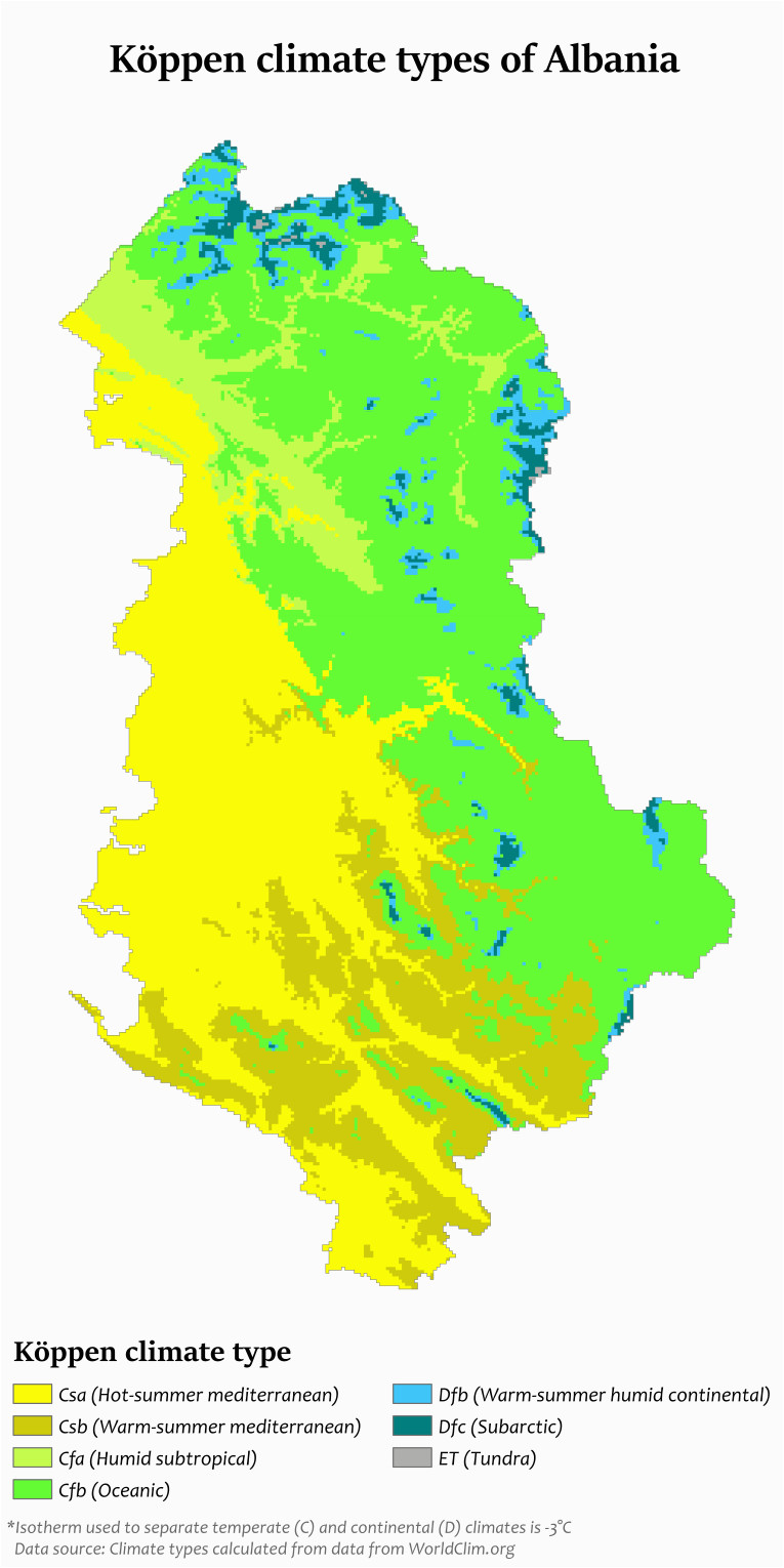 koppen climate types of albania maps albania map world