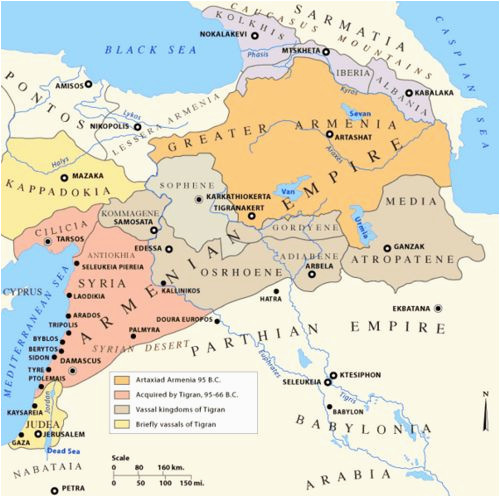 the armenian empire at it s peak 66 bc armenian