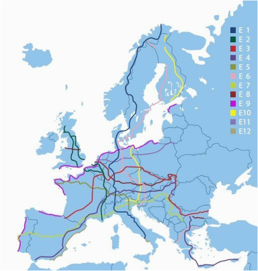 Backpacking Map Of Europe E8 Long Trail In Europe 9 Countries 2290 Miles From