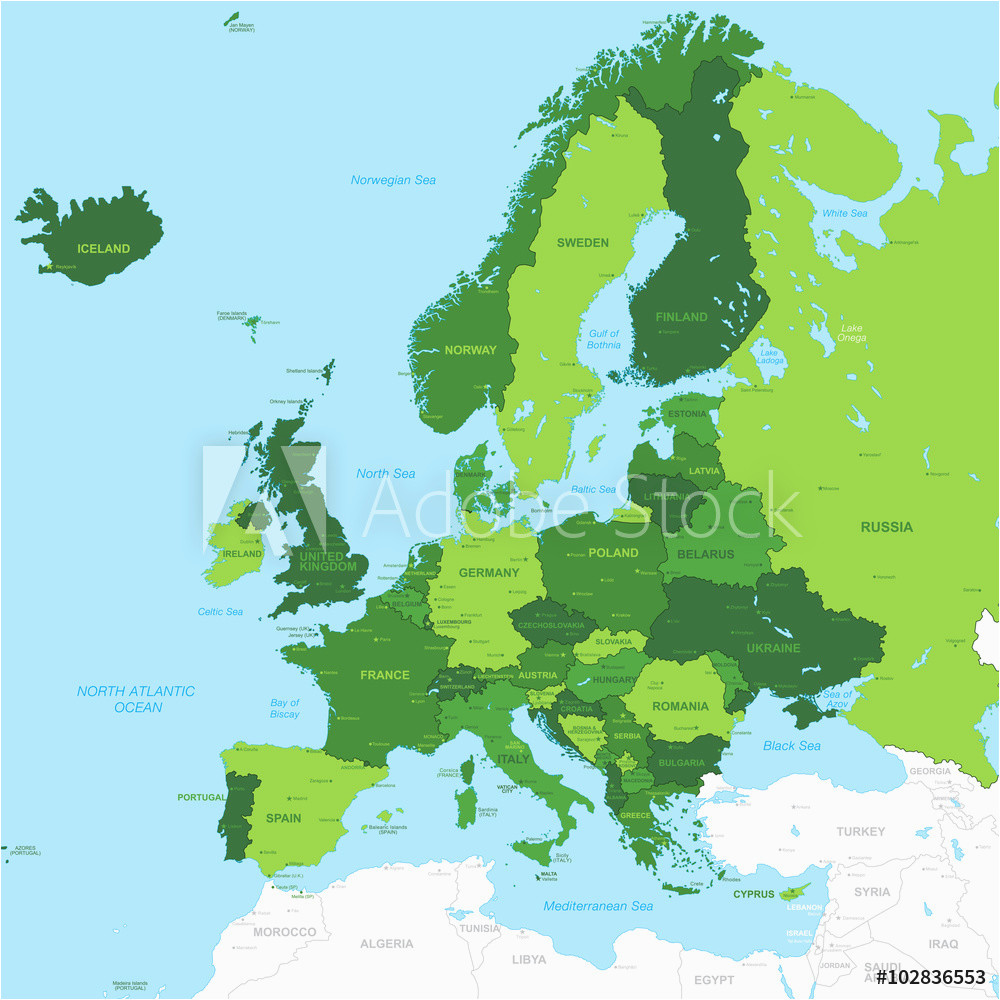 fotografie obraz vector high detail green europe map