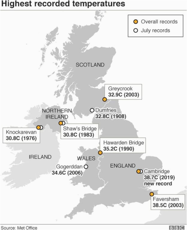 Bbc Europe Weather Map Uk Heatwave Met Office Confirms Record Temperature In