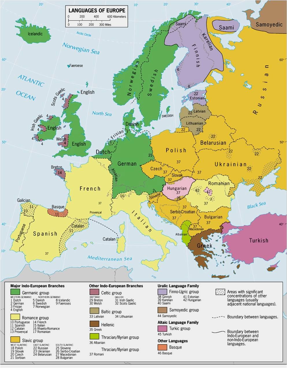 languages of europe classification by linguistic family