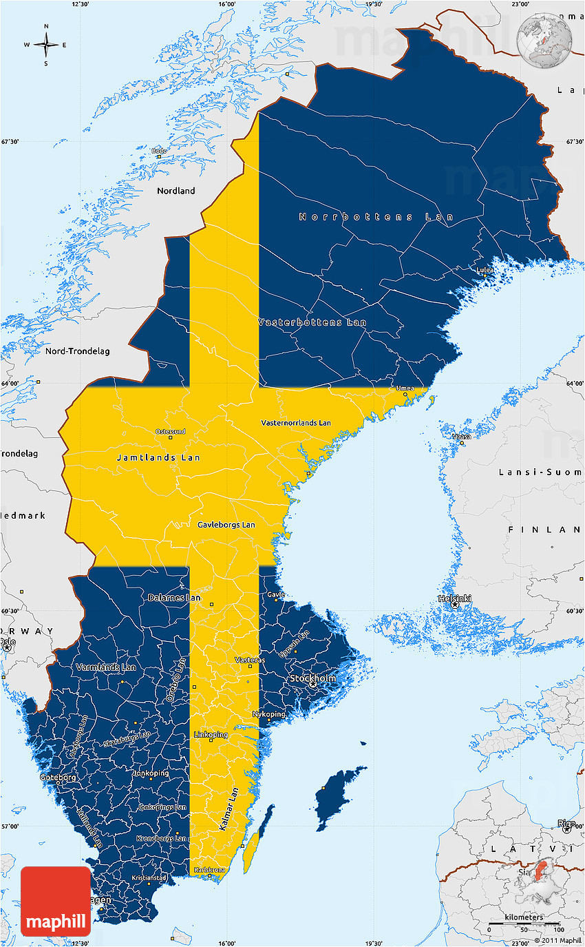 flag simple map of sweden single color outside borders and