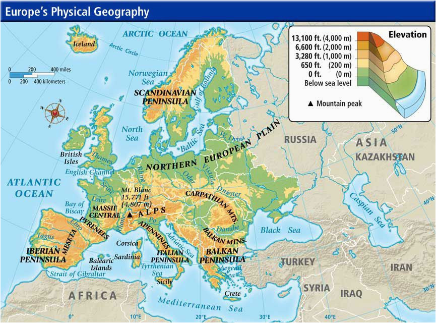 54 unerring physical map europe peninsulas