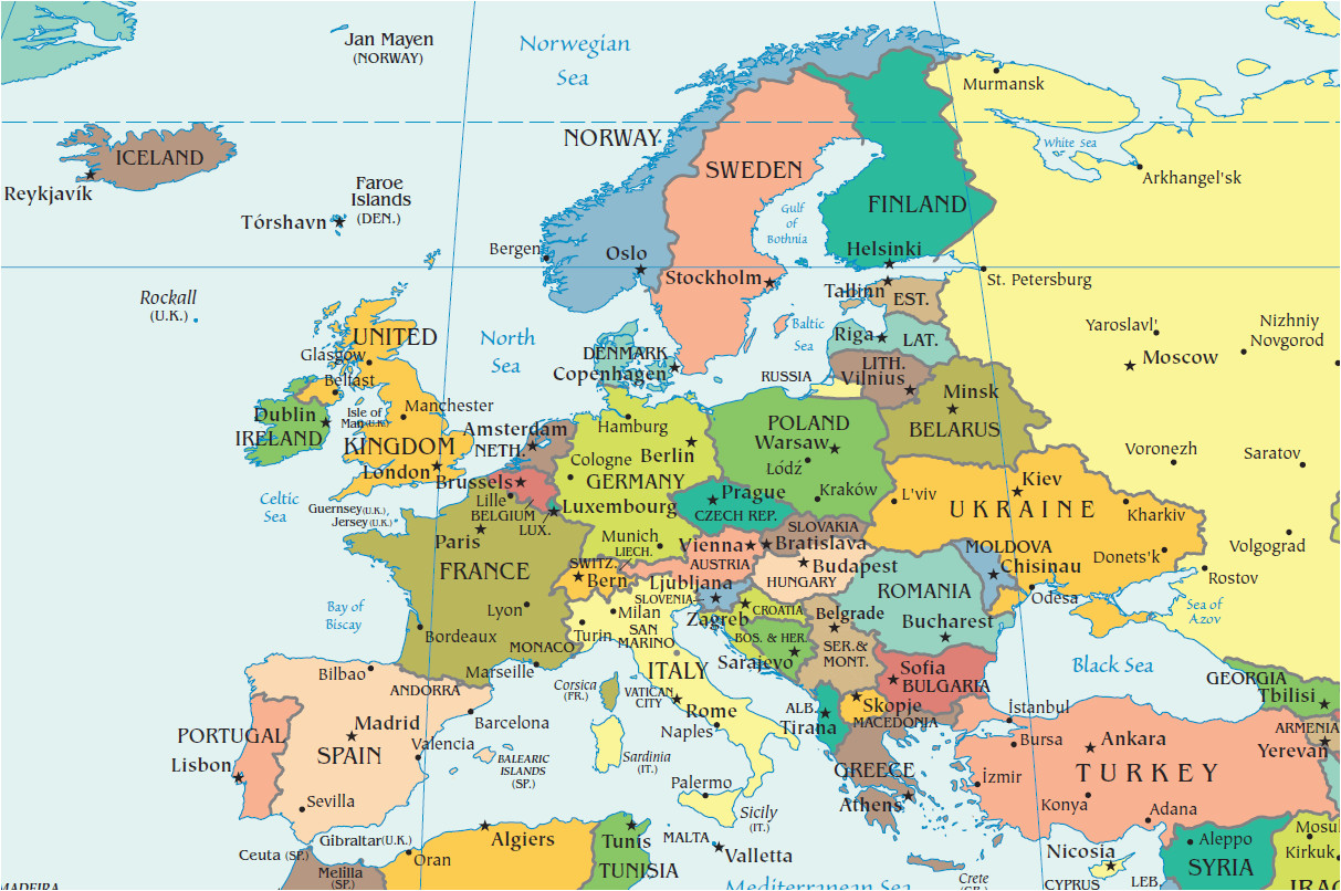 download europe map cities and countries major tourist