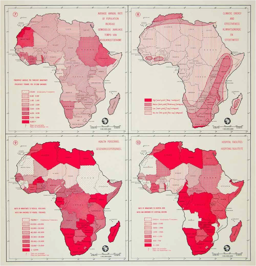 1962 offset lithograph population map climate health