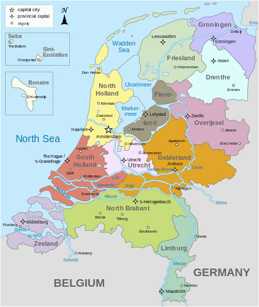 map of the netherlands including the special municipalities