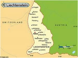 liechtenstein travel and tourist information map of