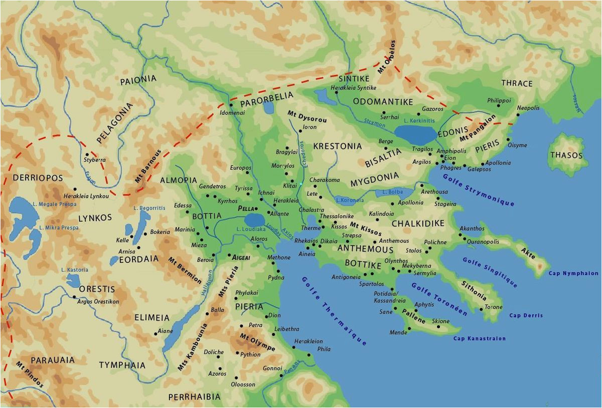 map of the ancient greek kingdom of macedonia with