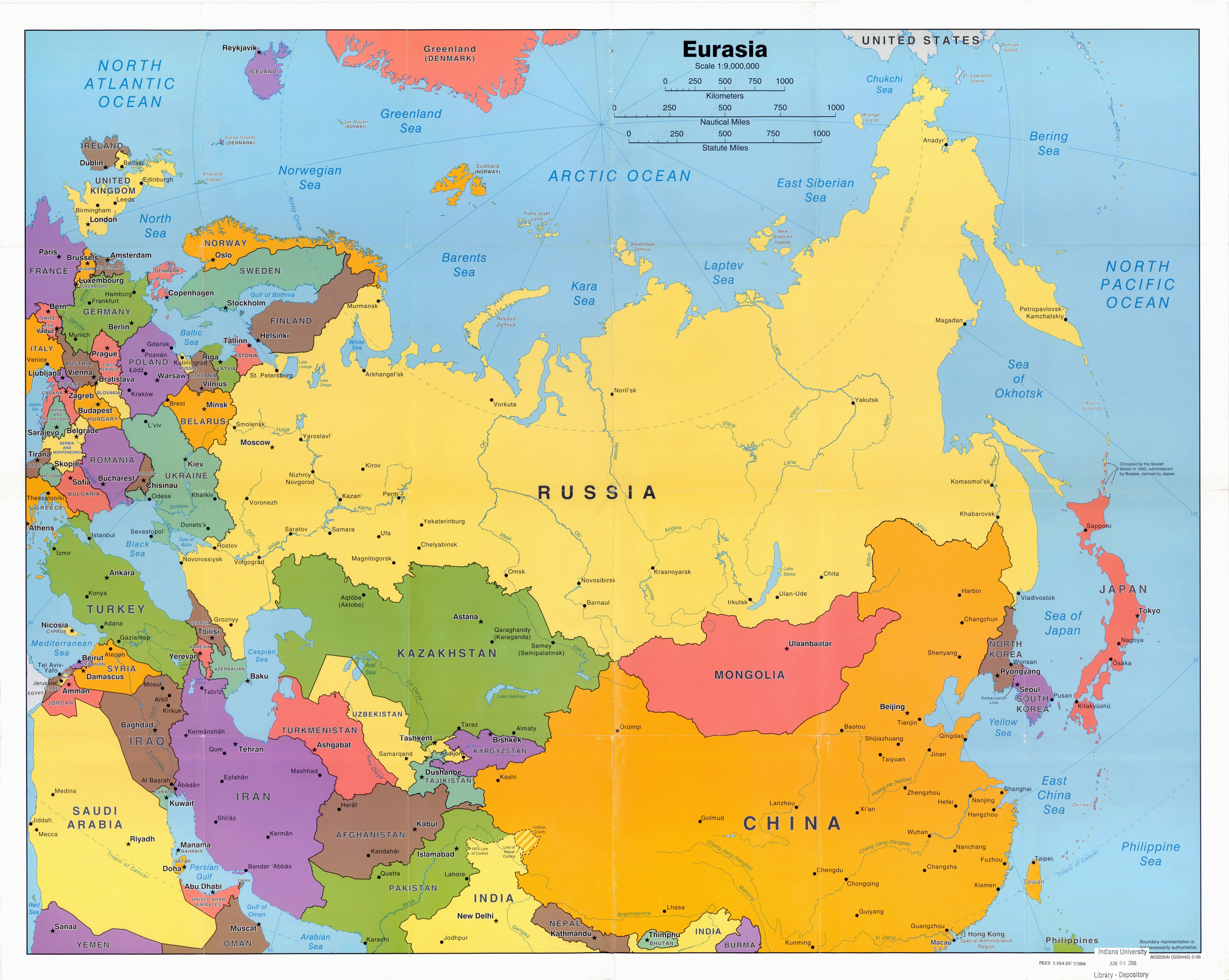 political map of russia and northern eurasia