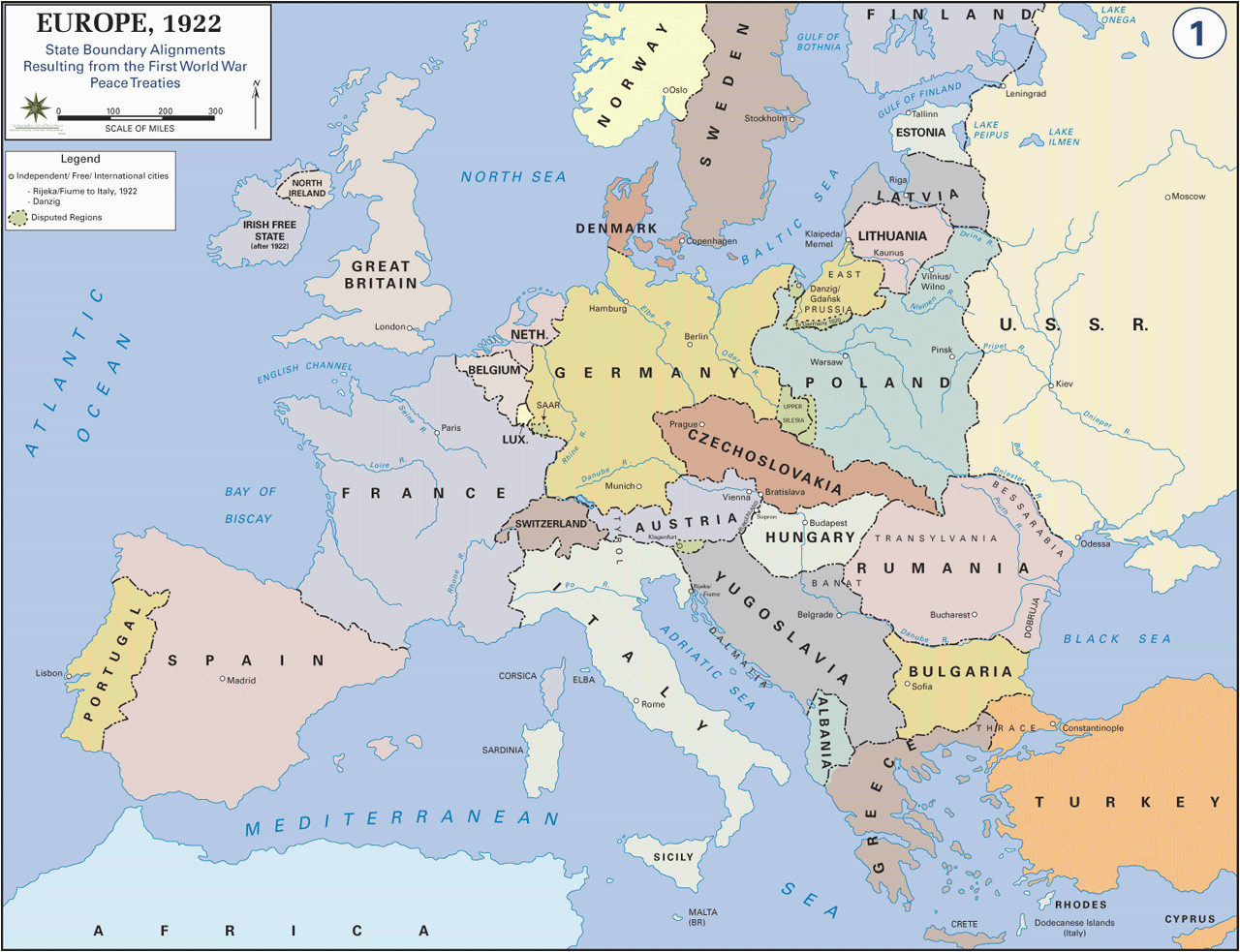 map of europe after the treaty of versailles world war i
