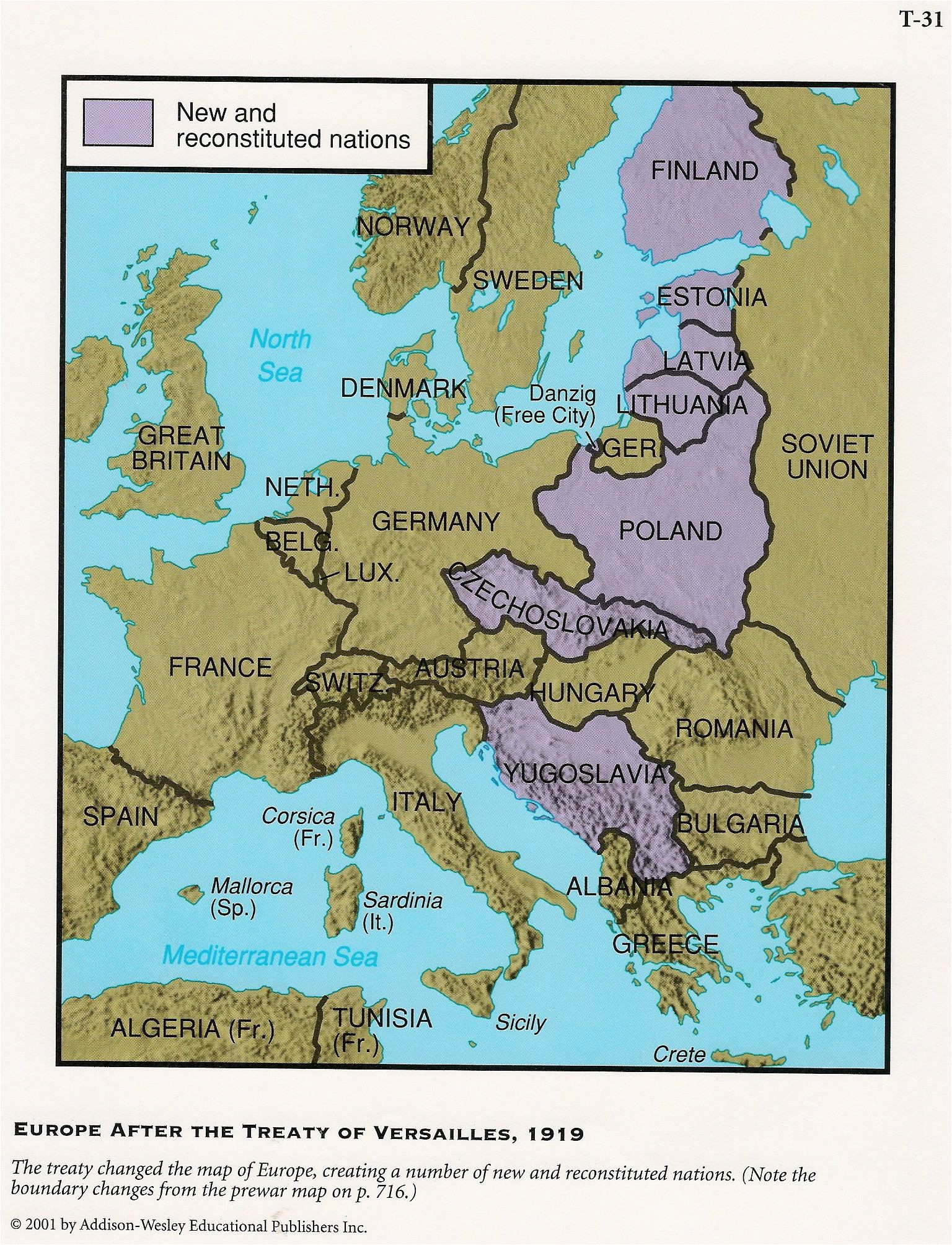 this is a picture of a map of europe after the treaty of