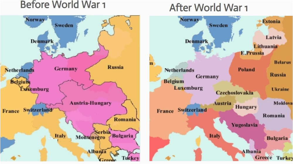 Map Of Europe Before And After Ww1 Secretmuseum Gambaran