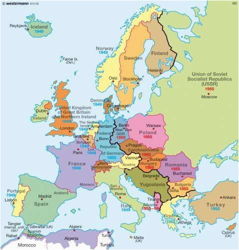 a map of europe during the cold war you can see the dark