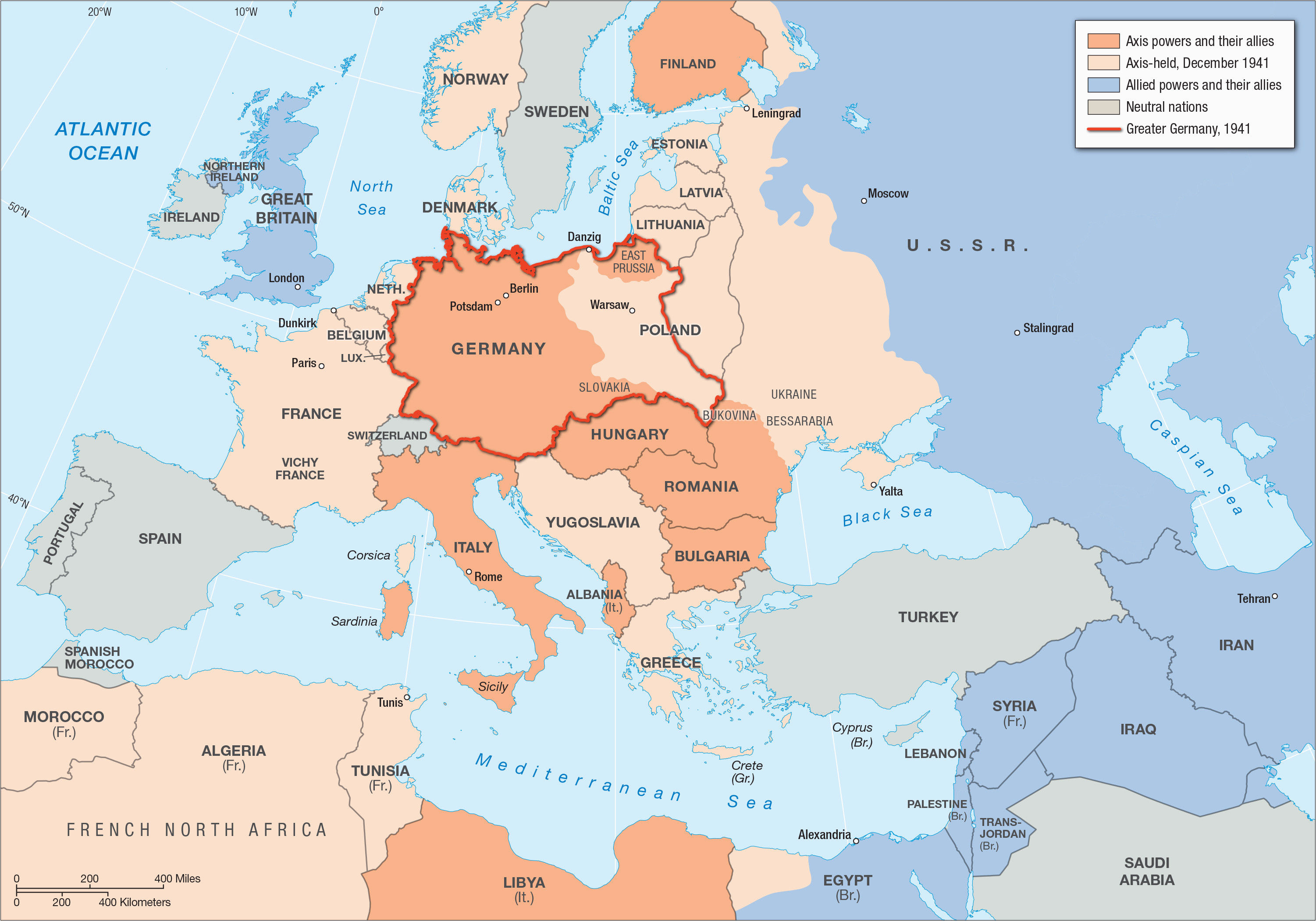 Map Of Europe  During World  War  Ii 
