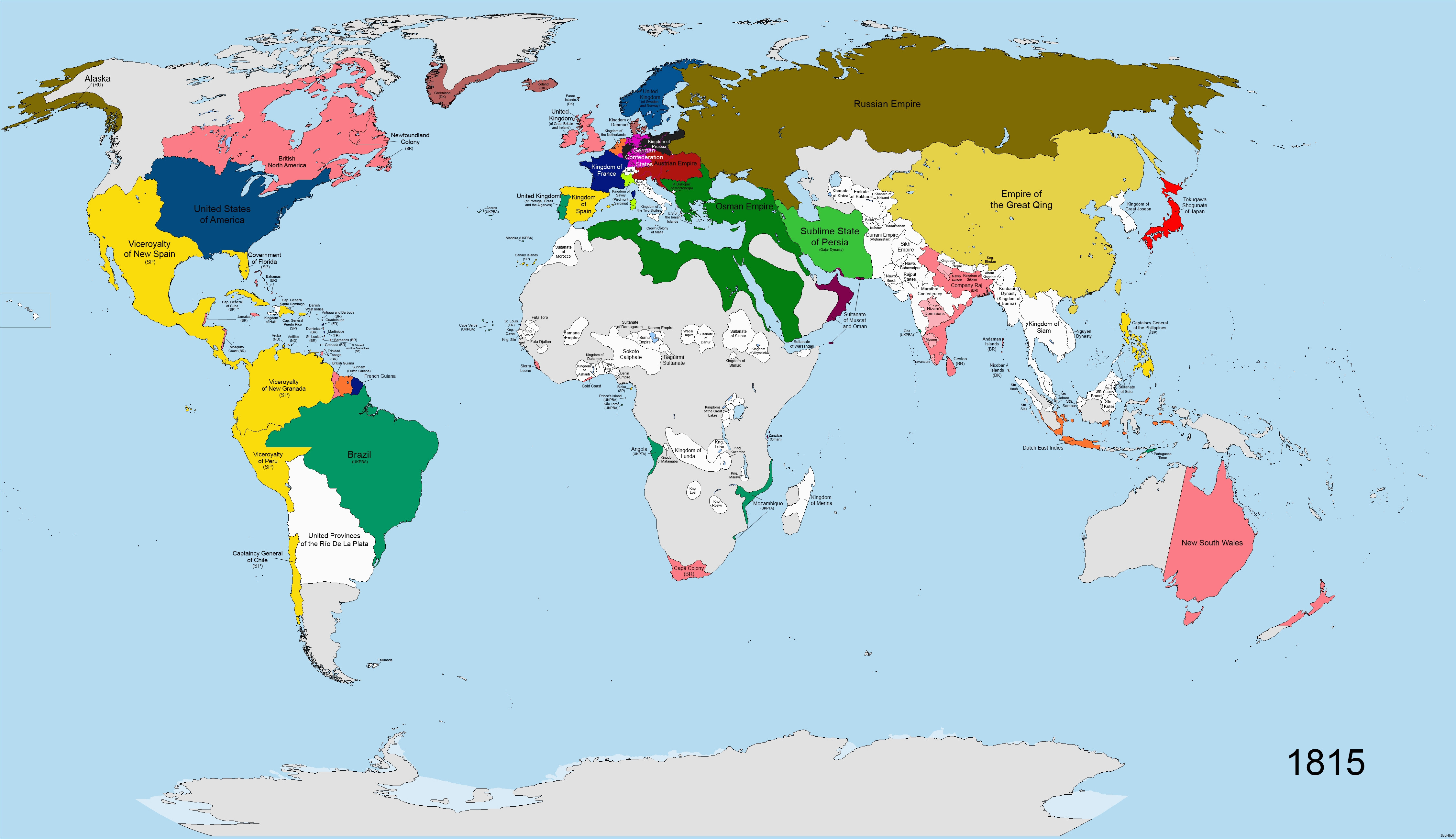 world map 1815 woestenhoeve