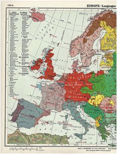 vintage map of european languages circa 1939 3 50