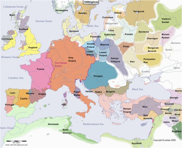 historical map of europe in the year 1200 ad historical