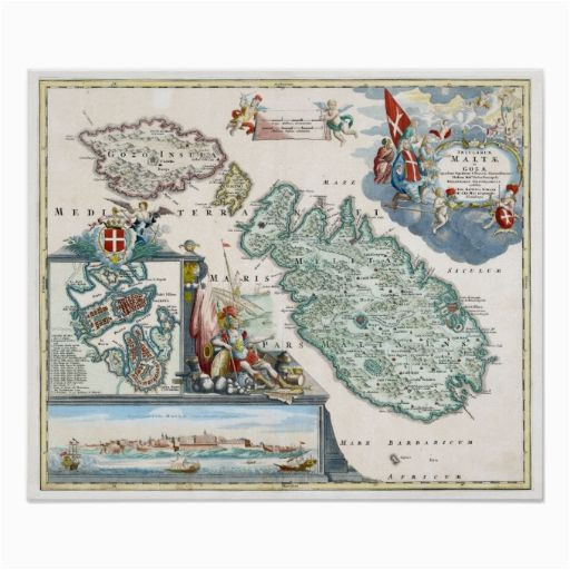 1720 malta map poster zazzle com old malta malta map