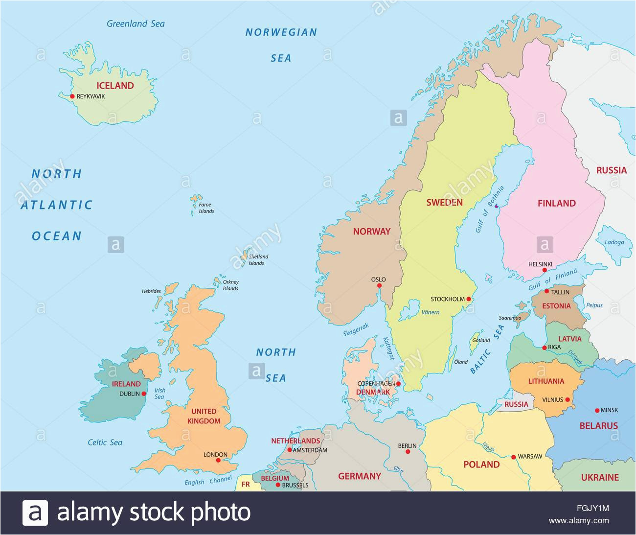 map of uk and northern europe map stock photos map of uk