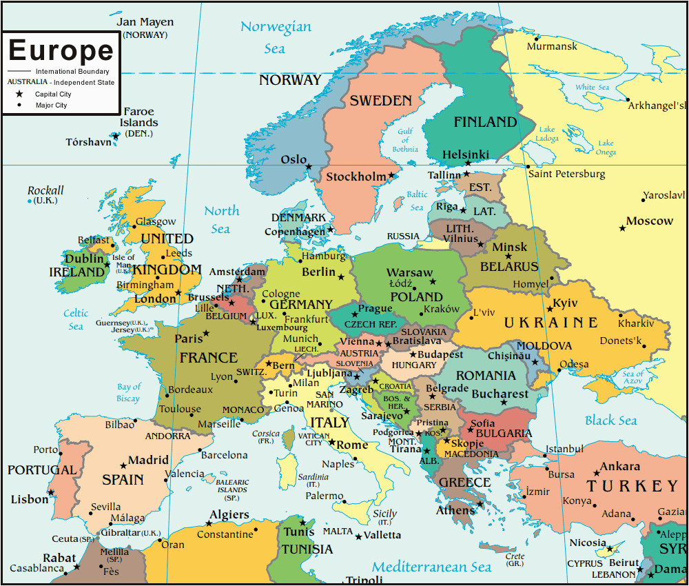 Western And Eastern Europe Map