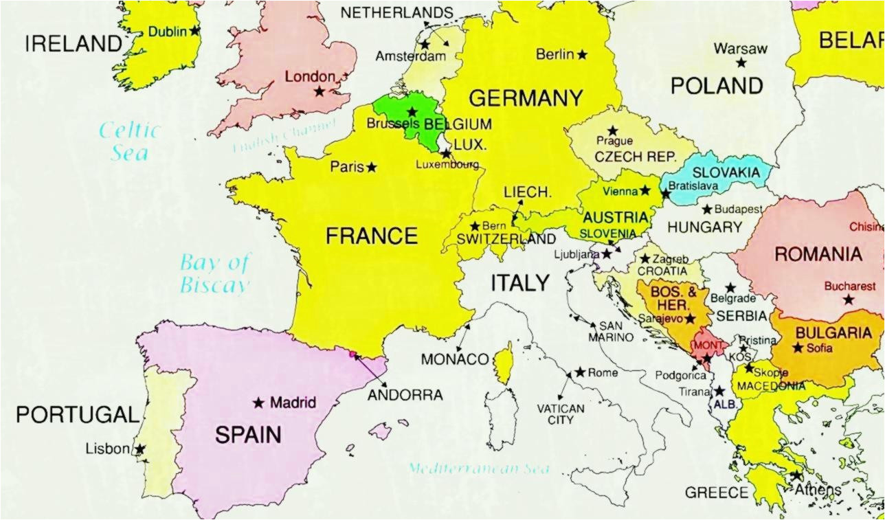 Europe Map Labeled Monaco