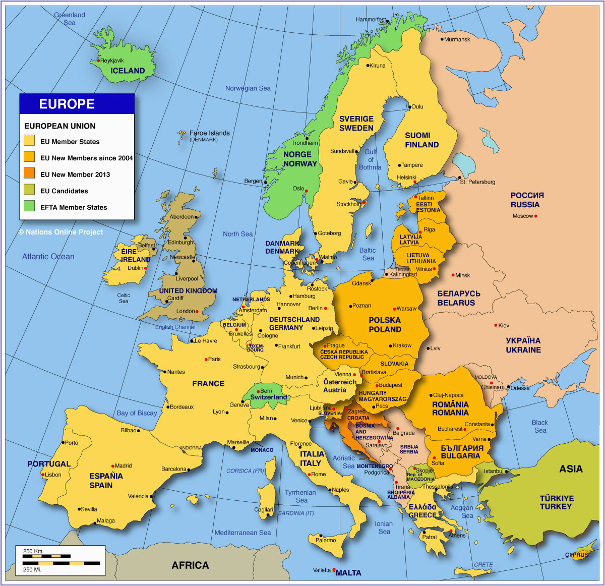 map of europe member states of the eu nations online project