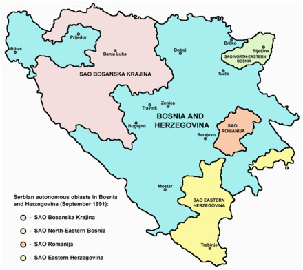 Sarajevo Map Europe Serbian Autonomous Provinces From 1991 92 Created ...
