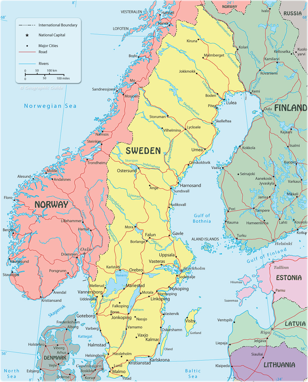 sweden on map and travel information download free sweden