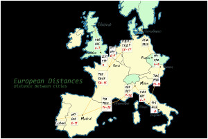 how far apart are major cities in europe europe in 2019